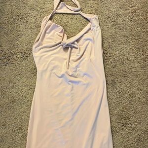 Cowl neck, halter top light pink dress